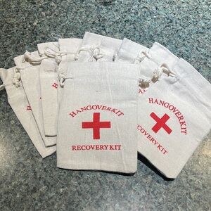 Hangover Kit Recovery Kit small burlap drawstring bags pack of 10